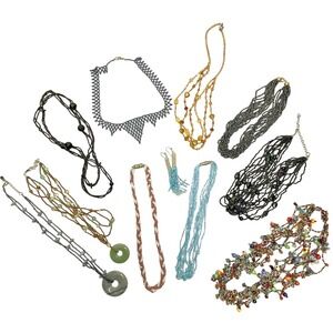 Necklace Lot Of 10 Vintage to Now Glass Seed Bead Natural Stone Caroline Herrera